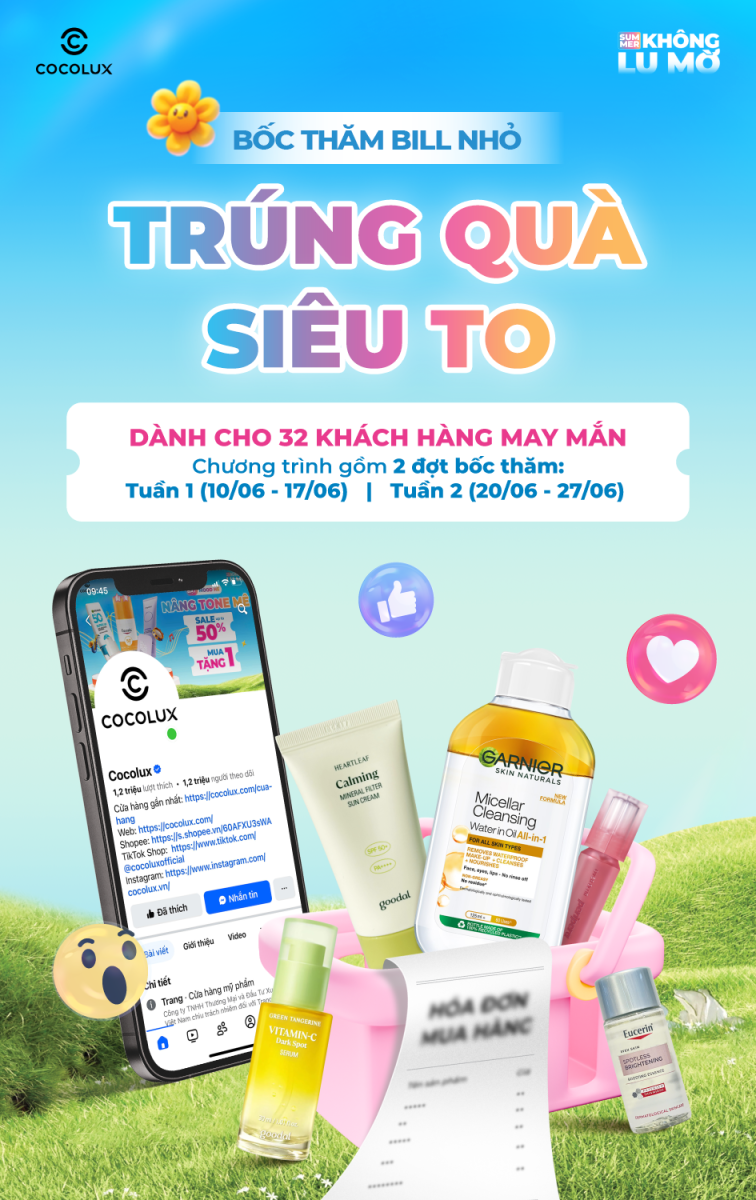 THÁNG 6 - SUMMER - KHÔNG LU MỜ, COCOLUX TUNG QUÀ TO ĐỂ DA XINH BẬT CHẤT